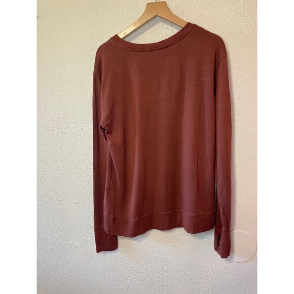 Athleta Burnt Orange V Neckline Long Sleeve Relaxed Athleisure Sweater/Tee Med - Picture 4 of 12
